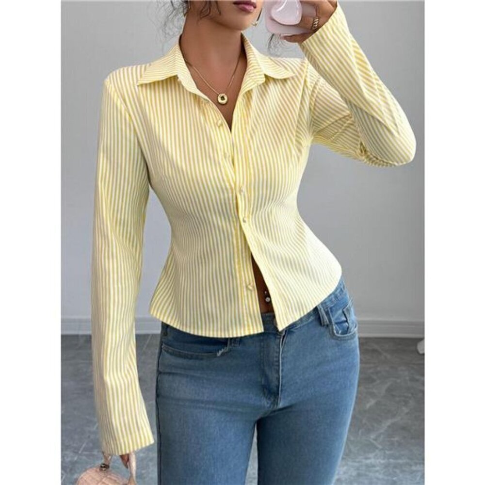 Striped Button-Up Long Sleeve Shirt